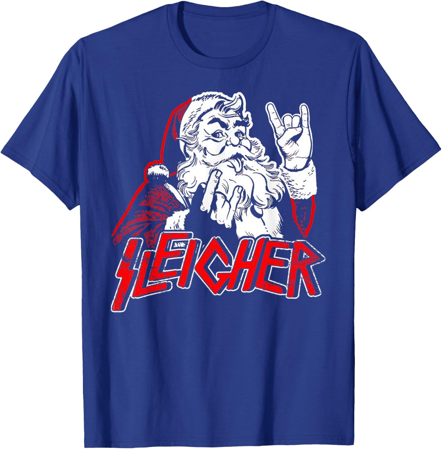 Sleigher Hail Santa Heavy Metal Christmas & Women T-Shirt - T-Shirt | Royal