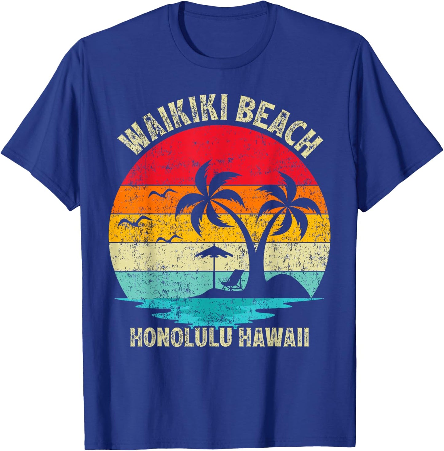 Family Vacation Vintage Retro Honolulu Hawaii Waikiki Beach Women Girls Kids T-Shirt - T-Shirt | Royal