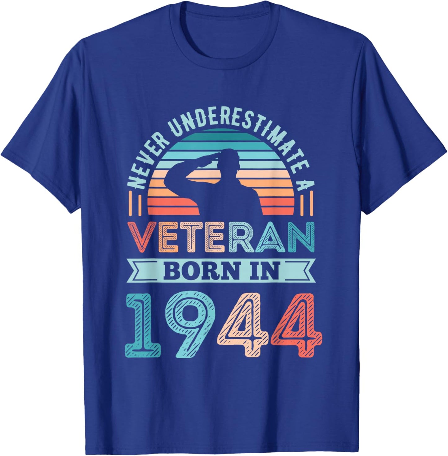 Veteran born in 1944 80th Birthday Military Gifts T-Shirt - T-Shirt | Royal