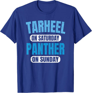 Tarheel on Saturday Panther on Sunday Fan Funny Vintage T-Shirt - T-Shirt | Royal