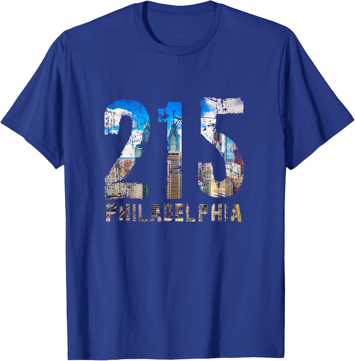 Philadelphia 215 Philly 215 Skyline Area Code T-Shirt - T-Shirt | Royal
