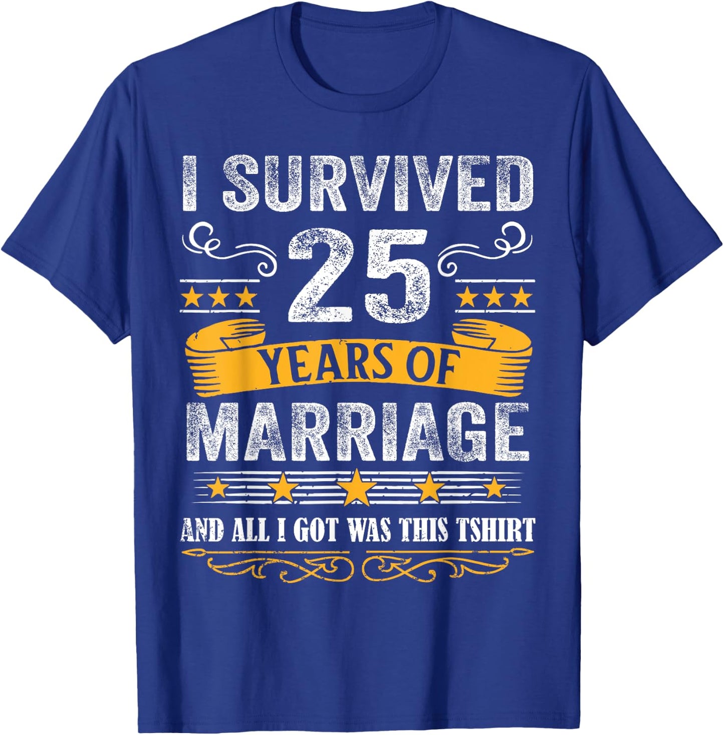 25th Wedding Anniversary shirt Couples Husband Wife 25 Years T-Shirt - T-Shirt | Royal