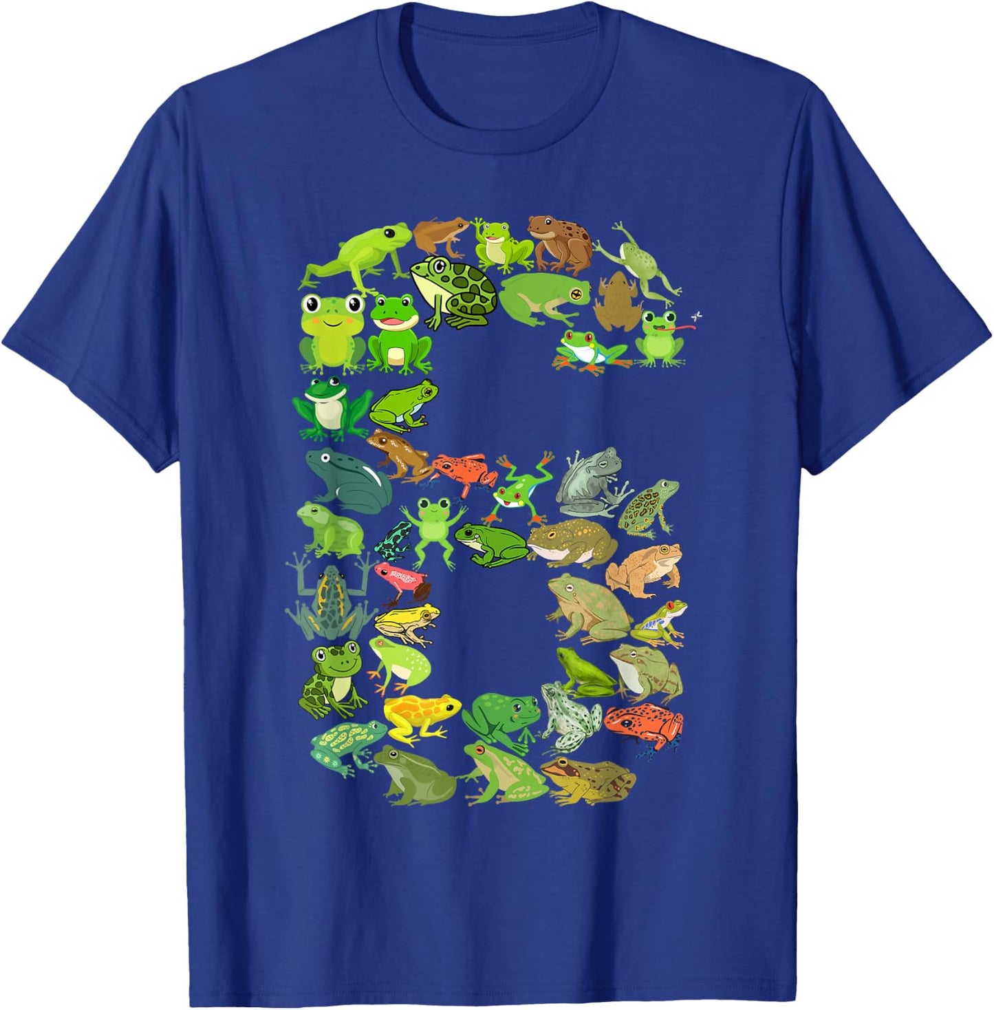 Cute 6th Birthday Frog Themed 6 Year Old Kids Frog Lover T-Shirt - T-Shirt | Royal