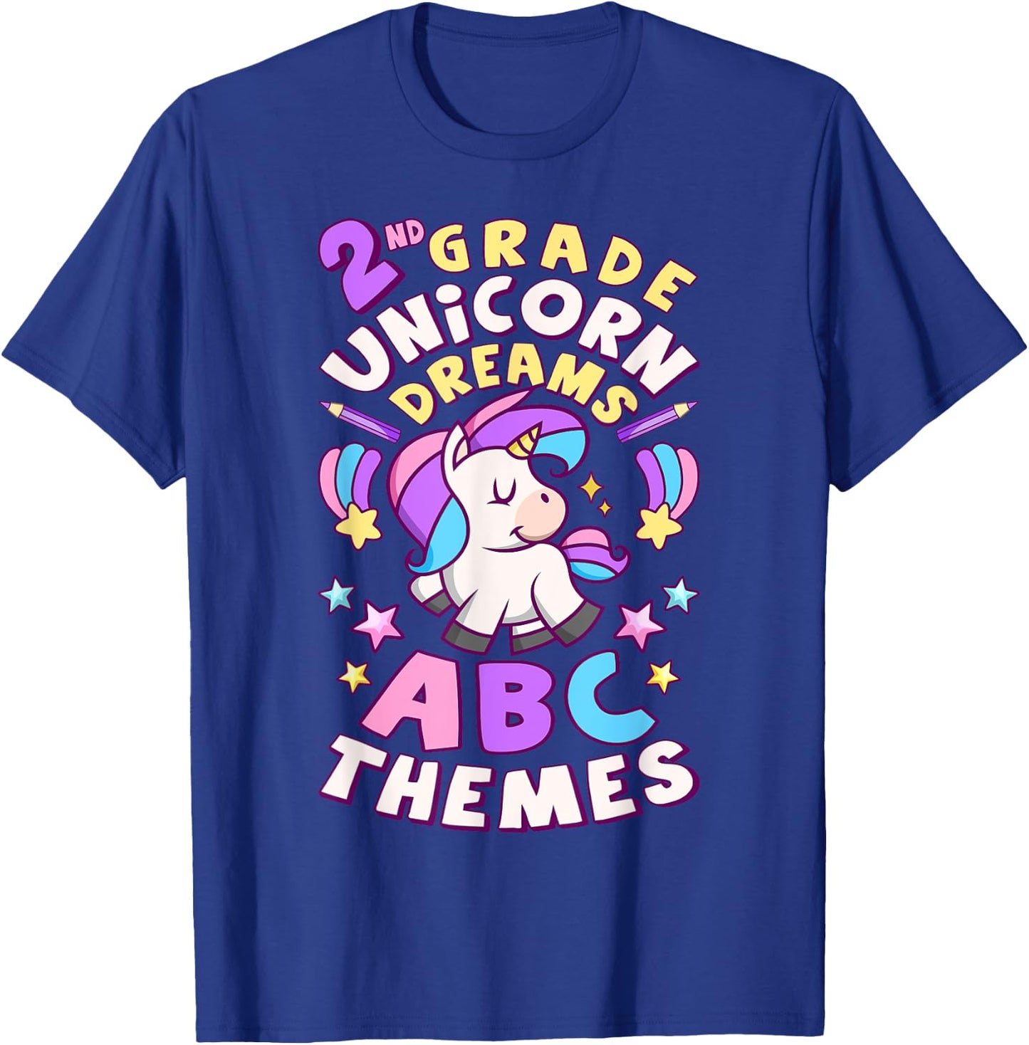 First Day of 2nd Grade, Back To School, Girl, Unicorn, ABC T-Shirt - T-Shirt | Royal