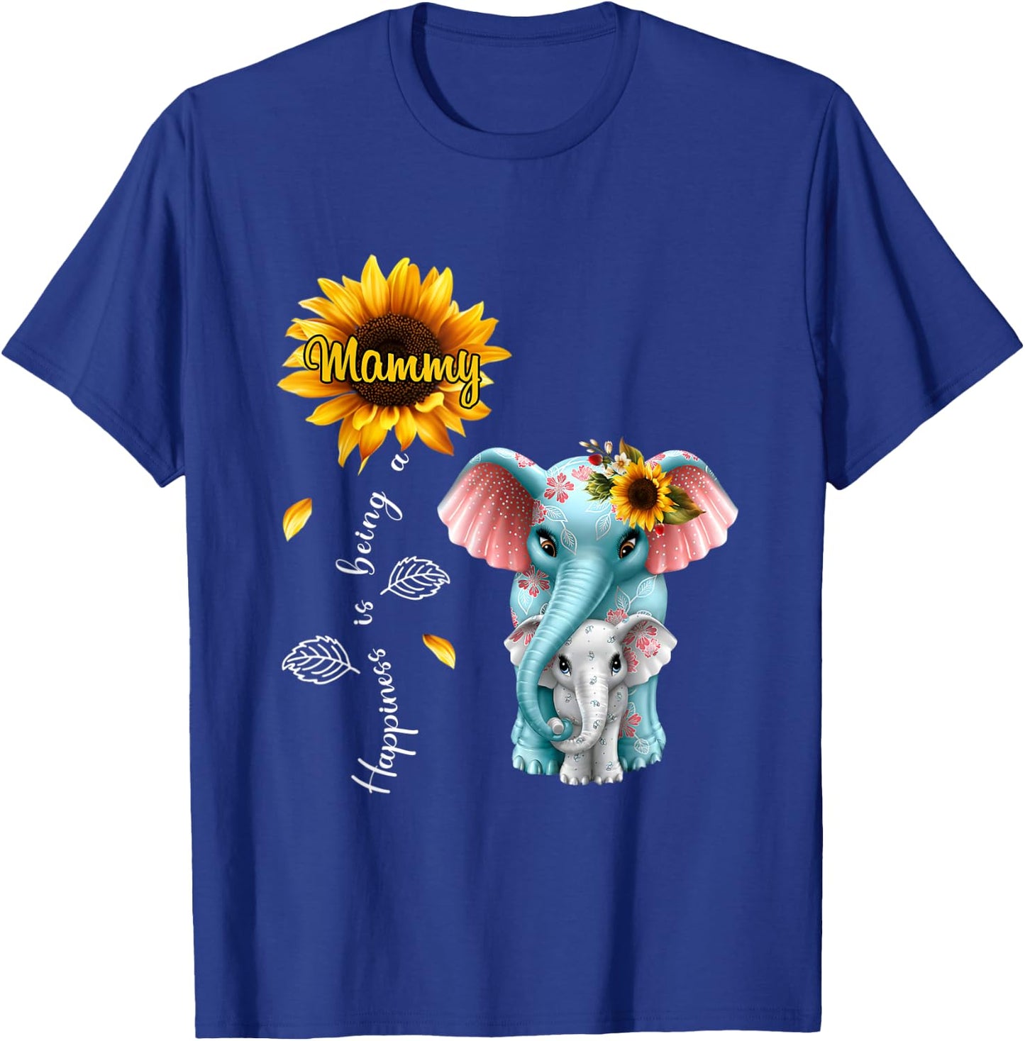 Elephant Sunflower Happiness is being mammy Christmas T-Shirt - T-Shirt | Royal