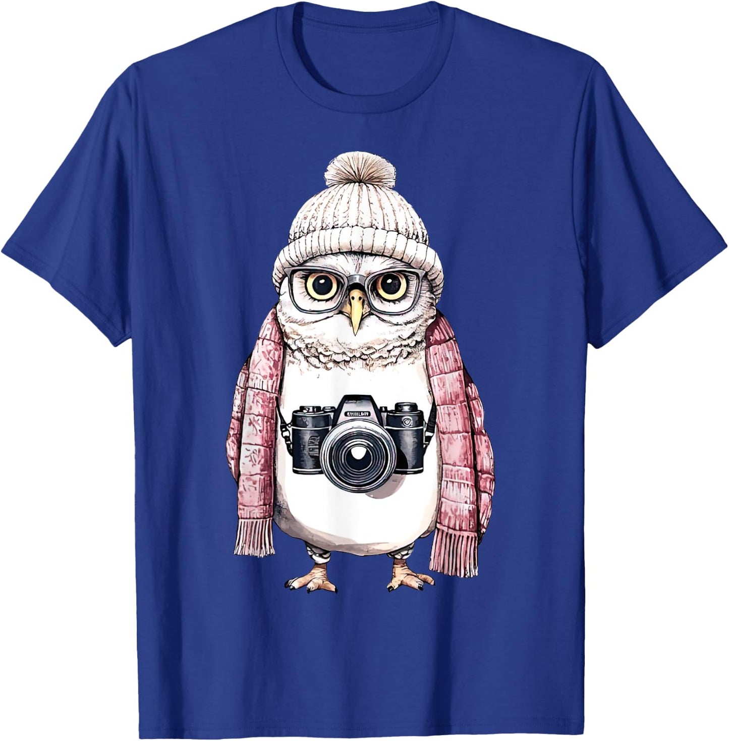 Cute Owl Photography Photographer Camera Men Women T-Shirt - T-Shirt | Royal
