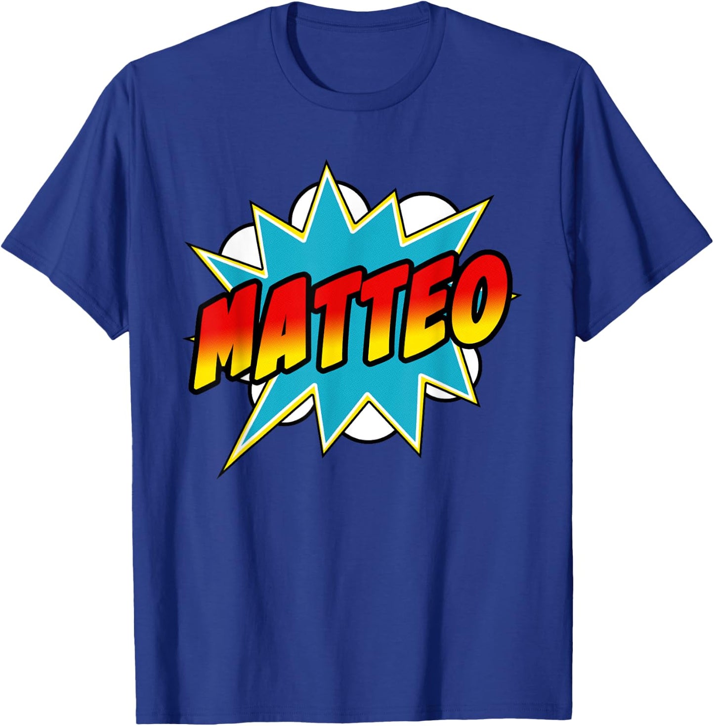 Matteo Name Superhero Retro Comic T-Shirt - T-Shirt | Royal