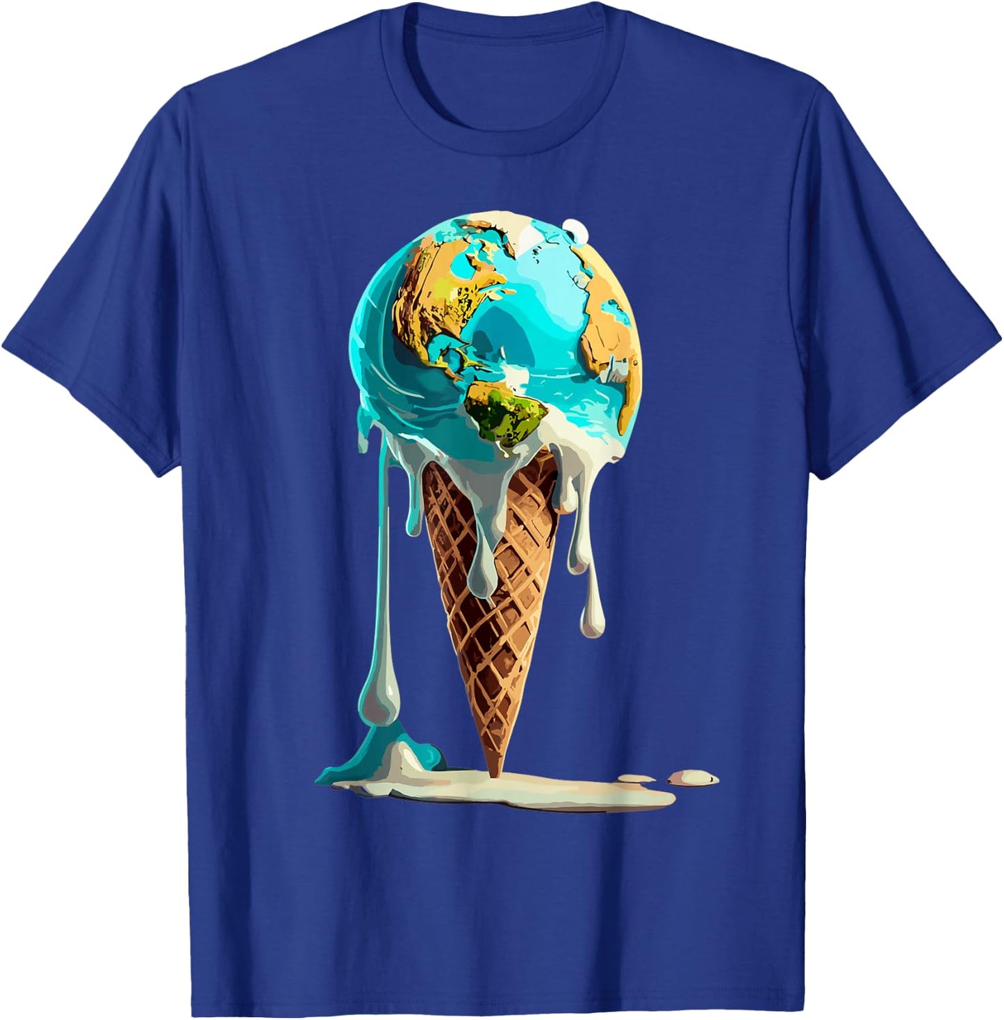 Climate Change Global Warming Melting Earth Day Ice Cream Women Kids T-Shirt - T-Shirt | Royal