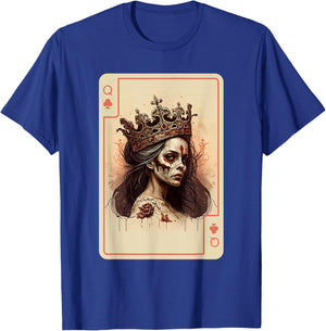 Gothic Halloween Card Game Creepy Poker Cards Queen of Clubs T-Shirt - T-Shirt | Royal