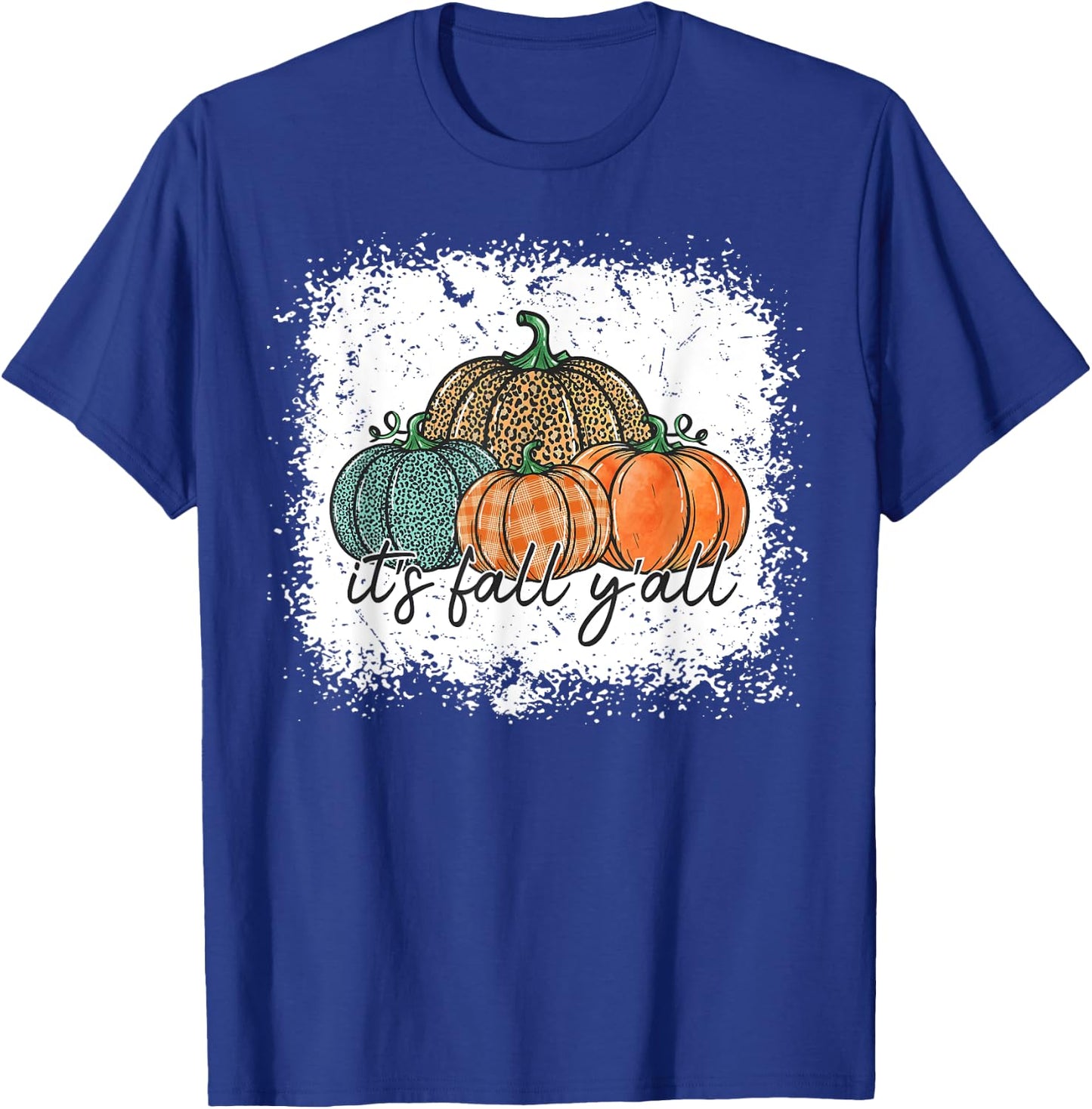 Bleached Leopard Pumpkin Autumn Its Fall Yall Thanksgiving T-Shirt - T-Shirt | Royal