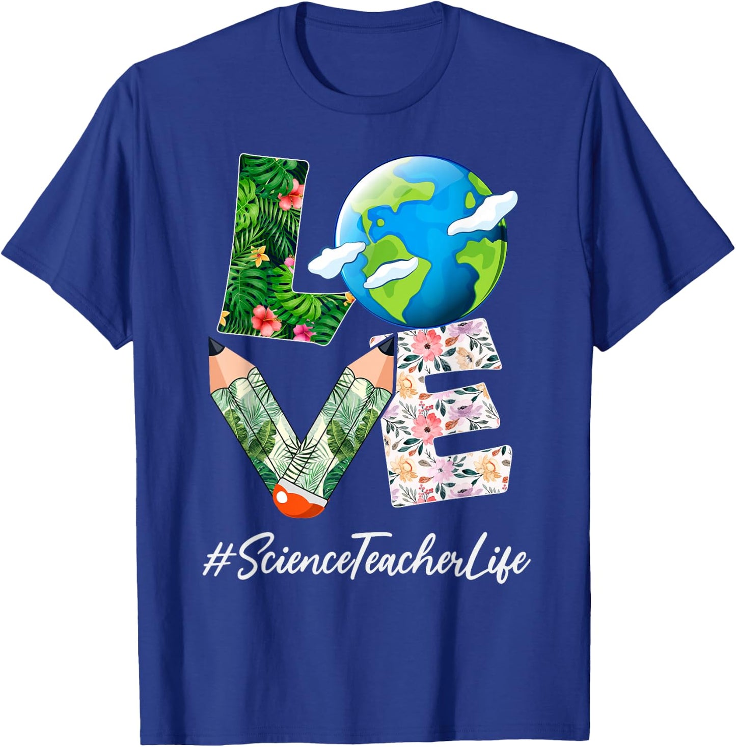 Science Teacher Love World Earth Day Save the Planet T-Shirt - T-Shirt | Royal