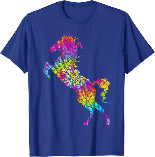 Colorful Polka Dot Horse Dot Day Girls Horses Riding T-Shirt - T-Shirt | Royal