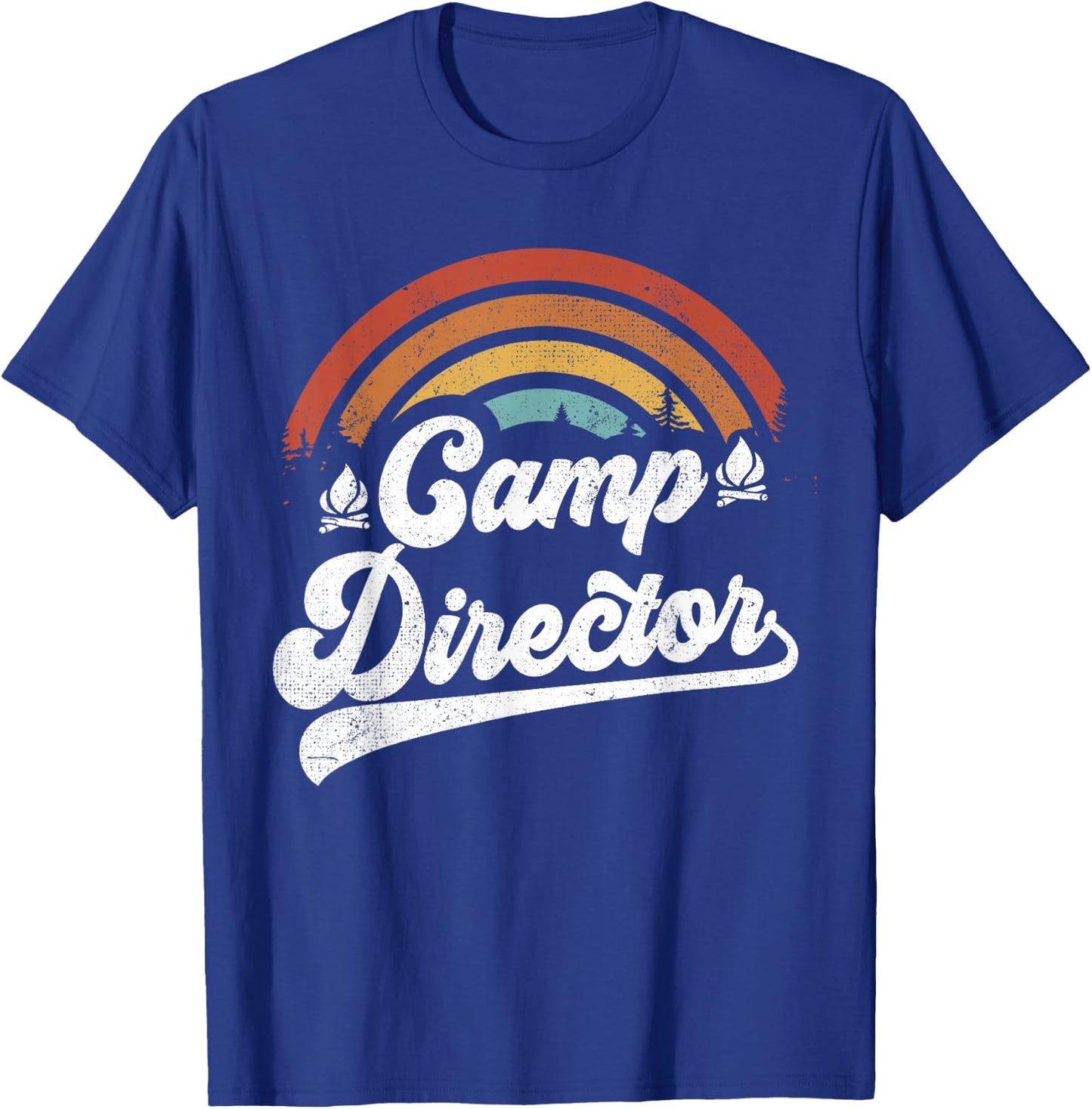 Summer Camp Director Staff Groovy Rainbow Camp Counselor T-Shirt - T-Shirt | Royal