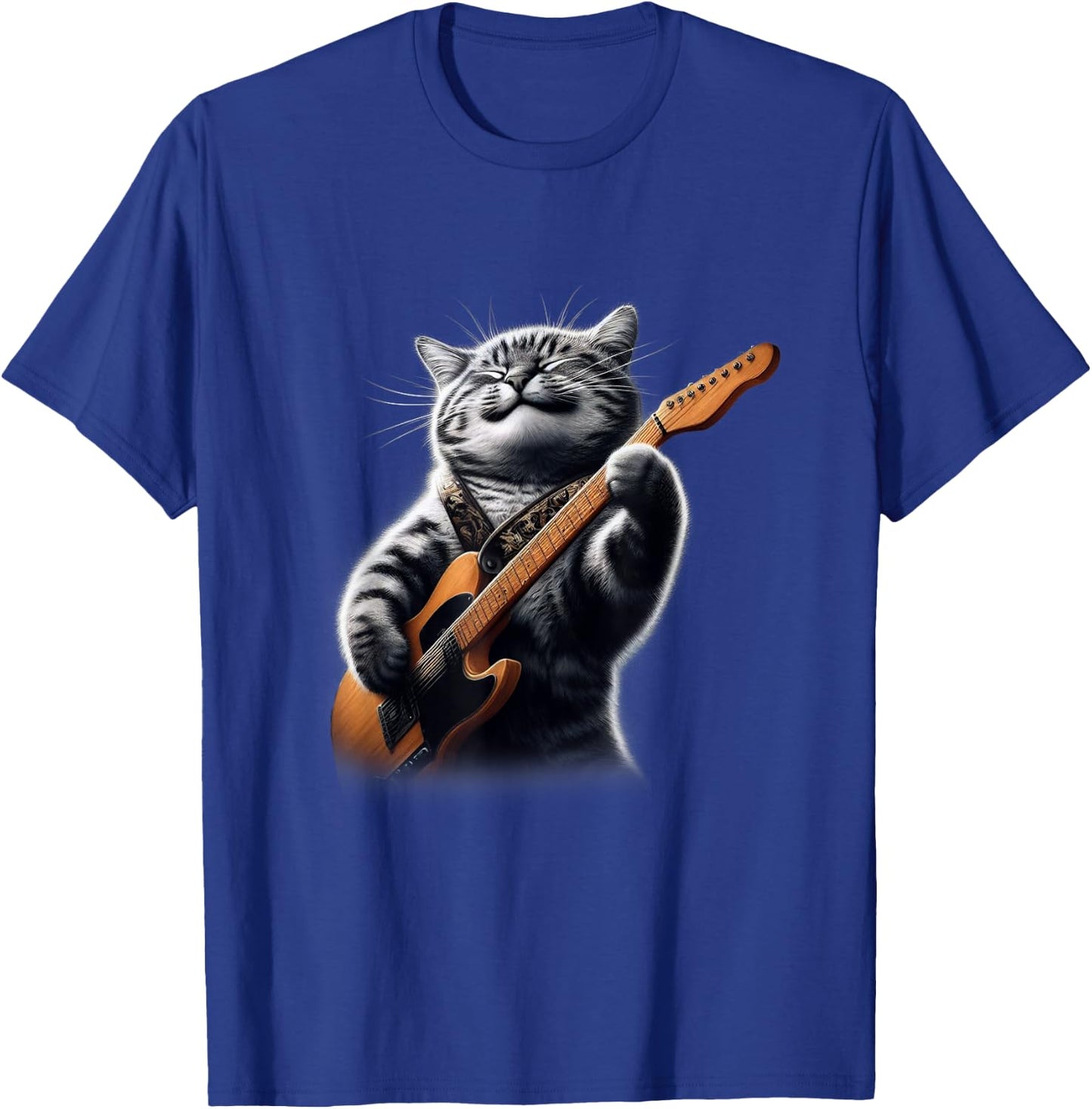Cat Playing Guitar - Funny Rock Music Guitar Cat Men Women Kids T-Shirt - T-Shirt | Royal