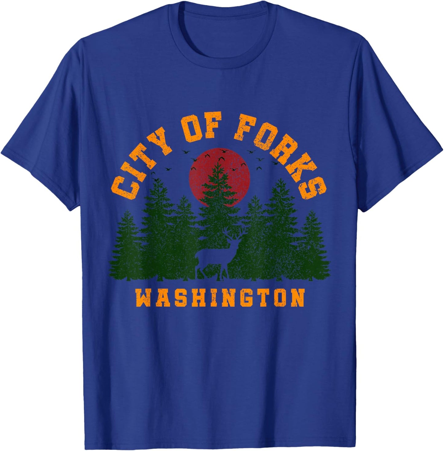 City Of Forks Washington Deer Nature Hiking Camping Pride T-Shirt - T-Shirt | Royal