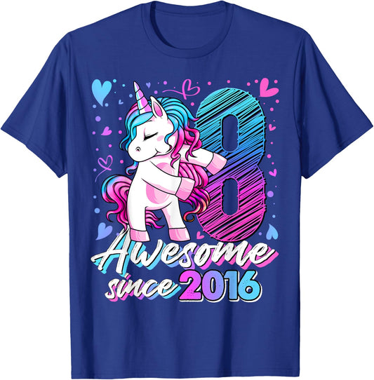 8 Years Old Flossing Unicorn Gifts 8th Birthday Girl Party T-Shirt - T-Shirt | Royal