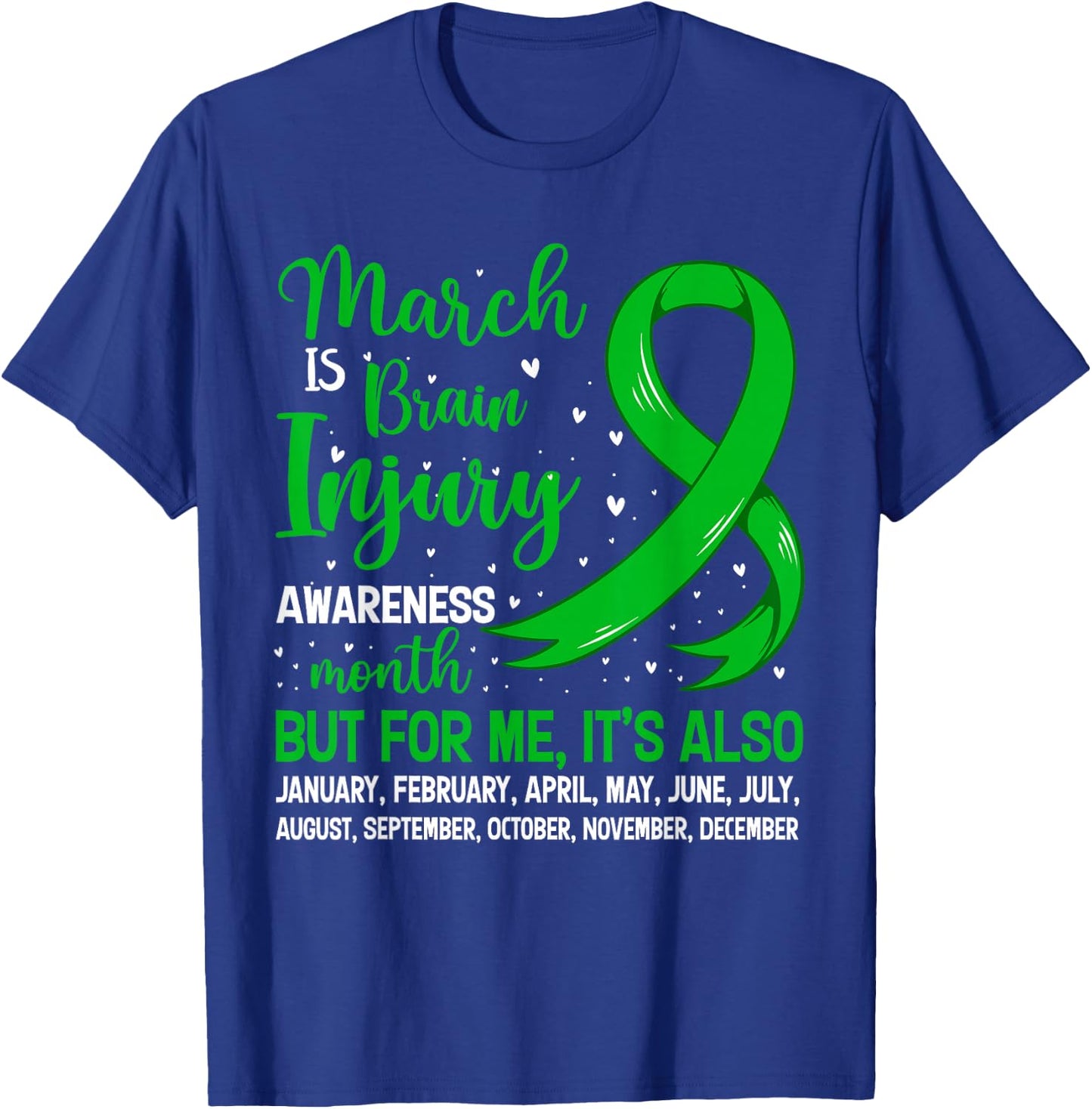 March Is Brain Injury Awareness Month Warrior Support T-Shirt - T-Shirt | Royal