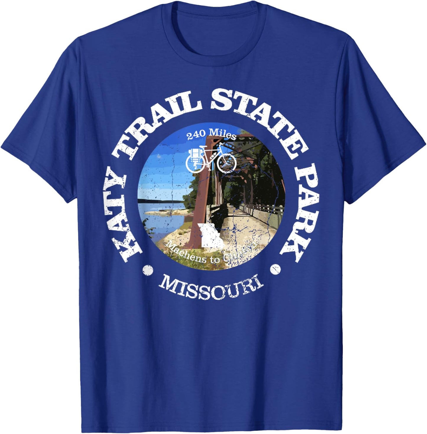 Vintage The Katy Trail State Park USA Missouri Retro Cycling T-Shirt - T-Shirt | Royal