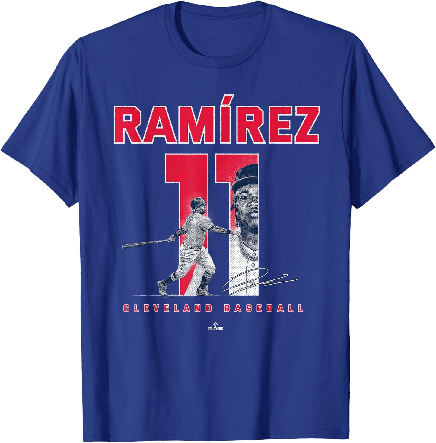Number and Portrait Jose Ramirez Cleveland MLBPA T-Shirt - T-Shirt | Royal