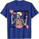 Halloween Funny Hallo-Wine Floral Skeleton Drinking Wine T-Shirt - T-Shirt | Royal