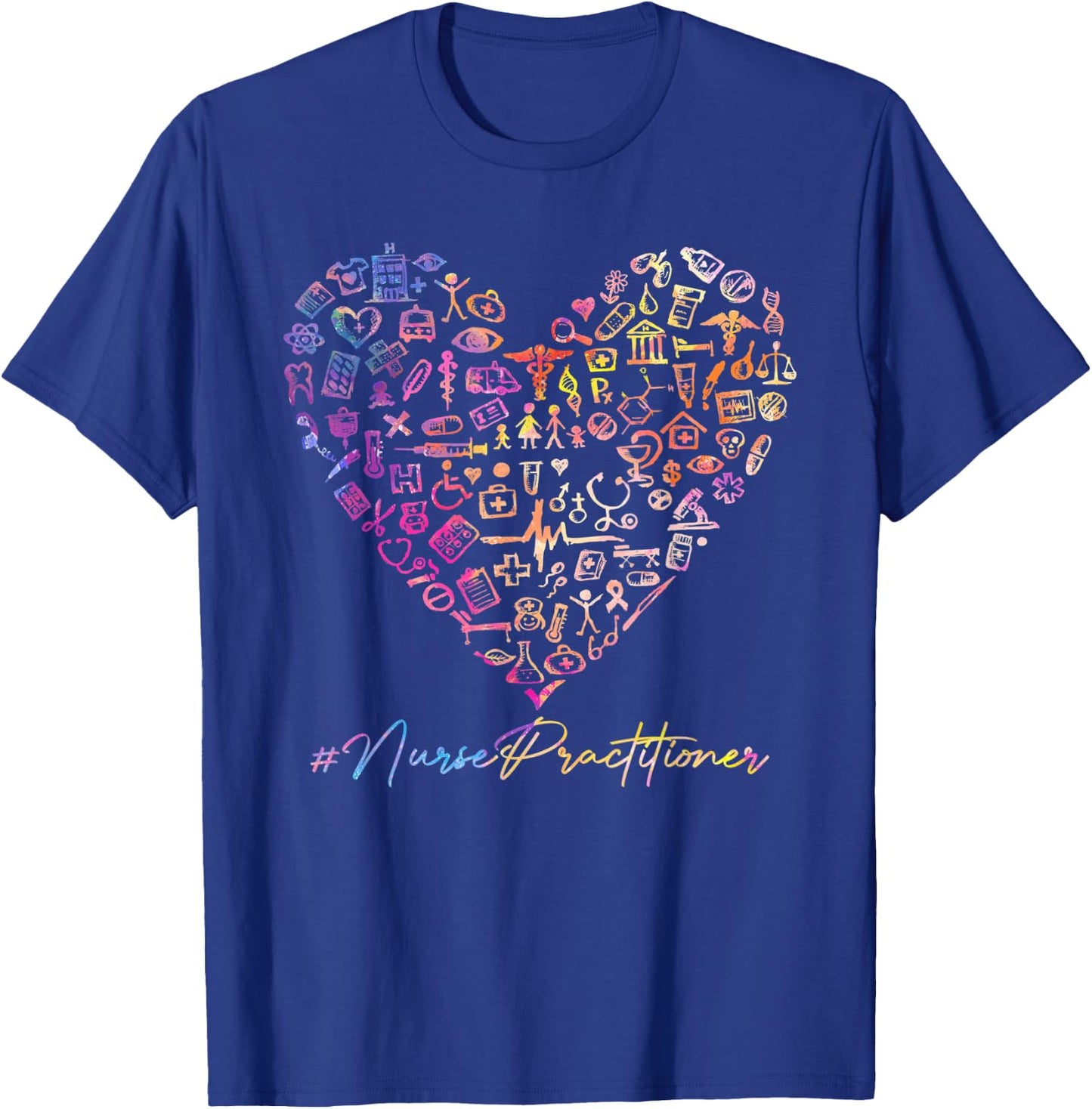 Tie Dye Stethoscope Heart Nurse Practitioner Nurses Day T-Shirt - T-Shirt | Royal