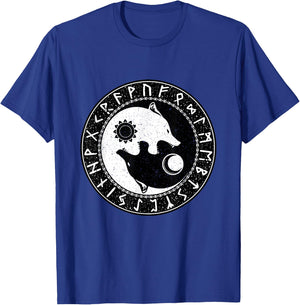 Vintage Norse Mythology Ragnarok Skoll And Hati Viking Wolf T-Shirt - T-Shirt | Royal