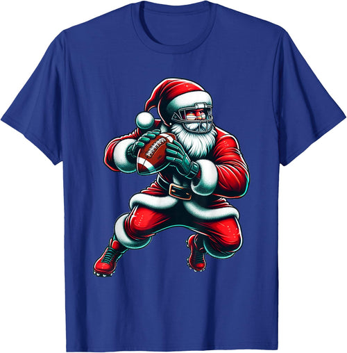 Santa Playing American Football Christmas Women Men Kids