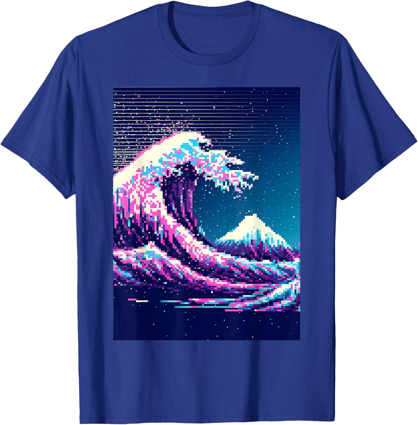 Vaporwave Glitch Aesthetic Great Wave off Kanagawa Retro T-Shirt - T-Shirt | Royal
