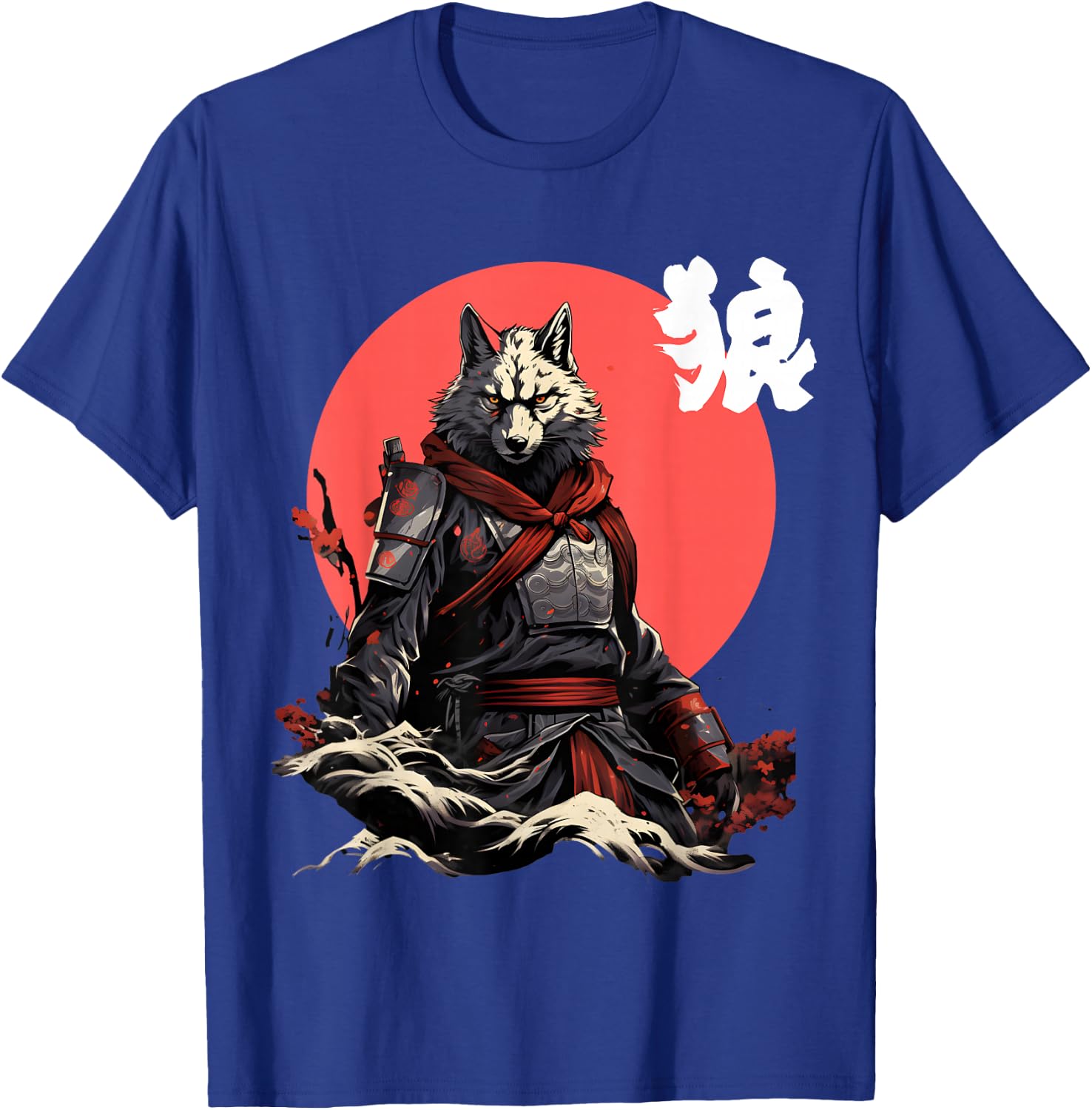 Japanese Wolf Ninja Japanese Character Cool Wolf T-Shirt - T-Shirt | Royal