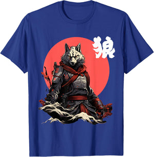 Japanese Wolf Ninja Japanese Character Cool Wolf T-Shirt - T-Shirt | Royal