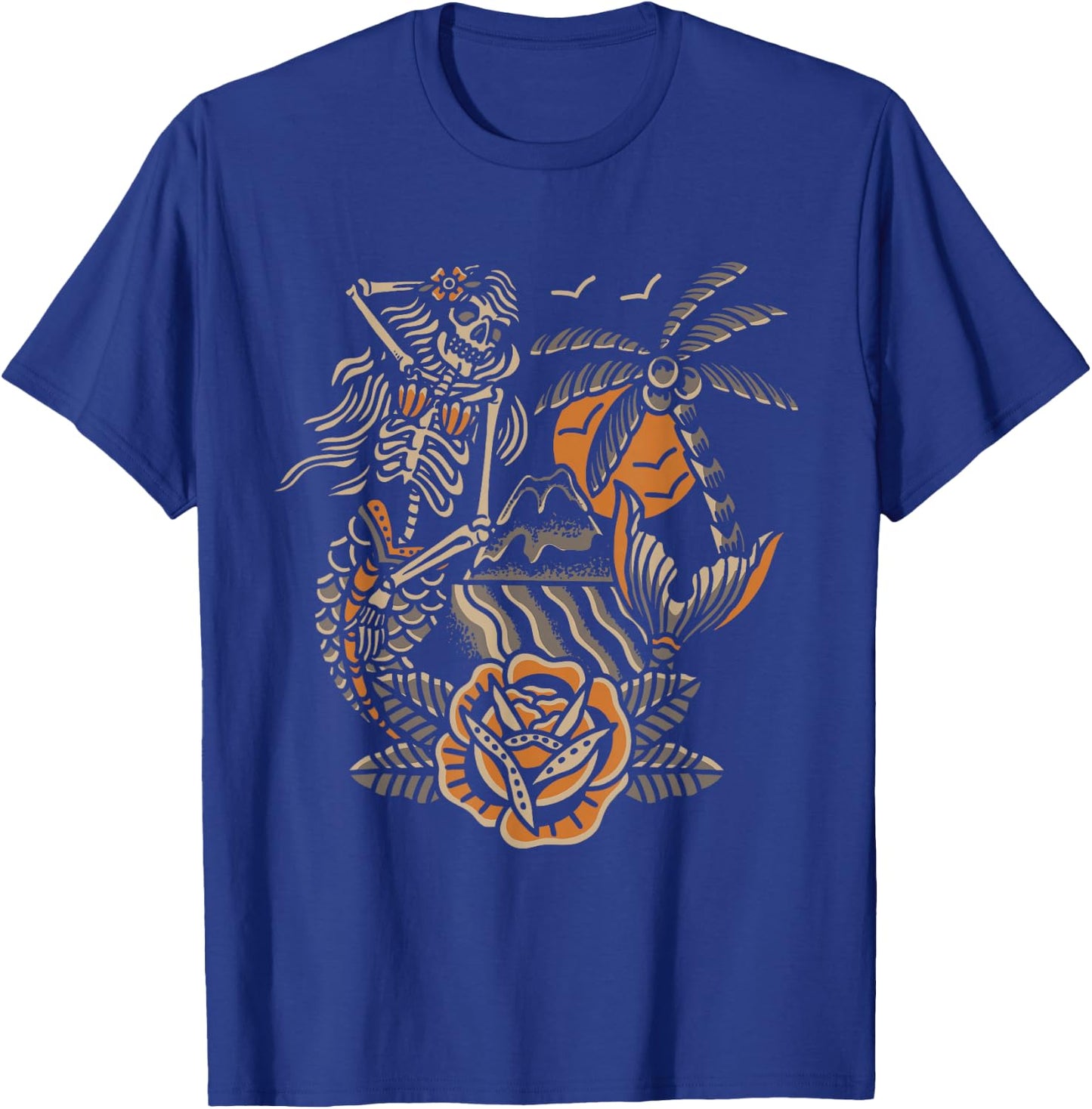 Mermaid Skeleton Traditional Tattoo Old School Tattoo Flash T-Shirt - T-Shirt | Royal