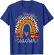 One Thankful Teacher Thanksgiving Turkey Rainbow Fall Funny T-Shirt - T-Shirt | Royal