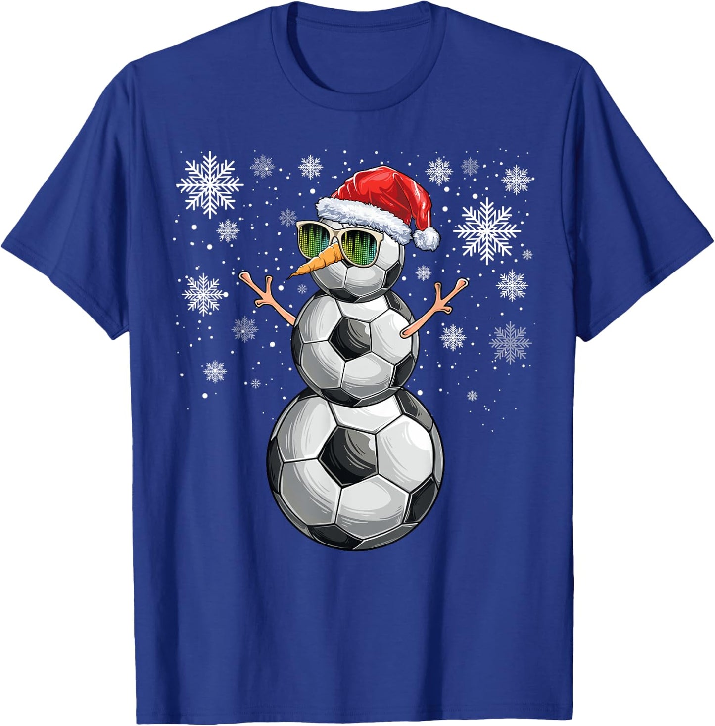 Snowman Soccer Ball Christmas Santa Boys Kids T-Shirt - T-Shirt | Royal