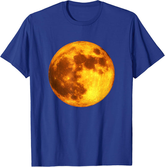 Full Moon Space Art -Amber Orange Moon T-Shirt - T-Shirt | Royal