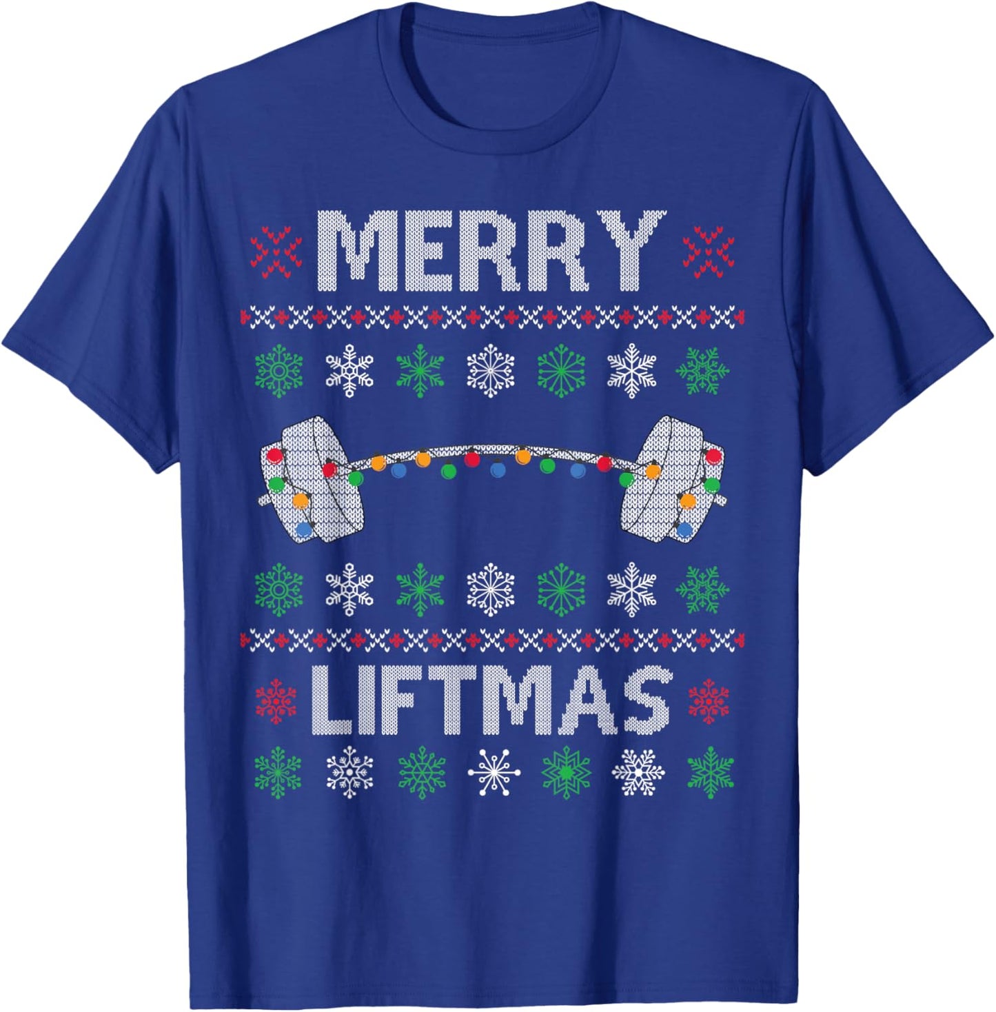 Merry Liftmas Funny Christmas Ugly Gym Workout Fitness T-Shirt - T-Shirt | Royal