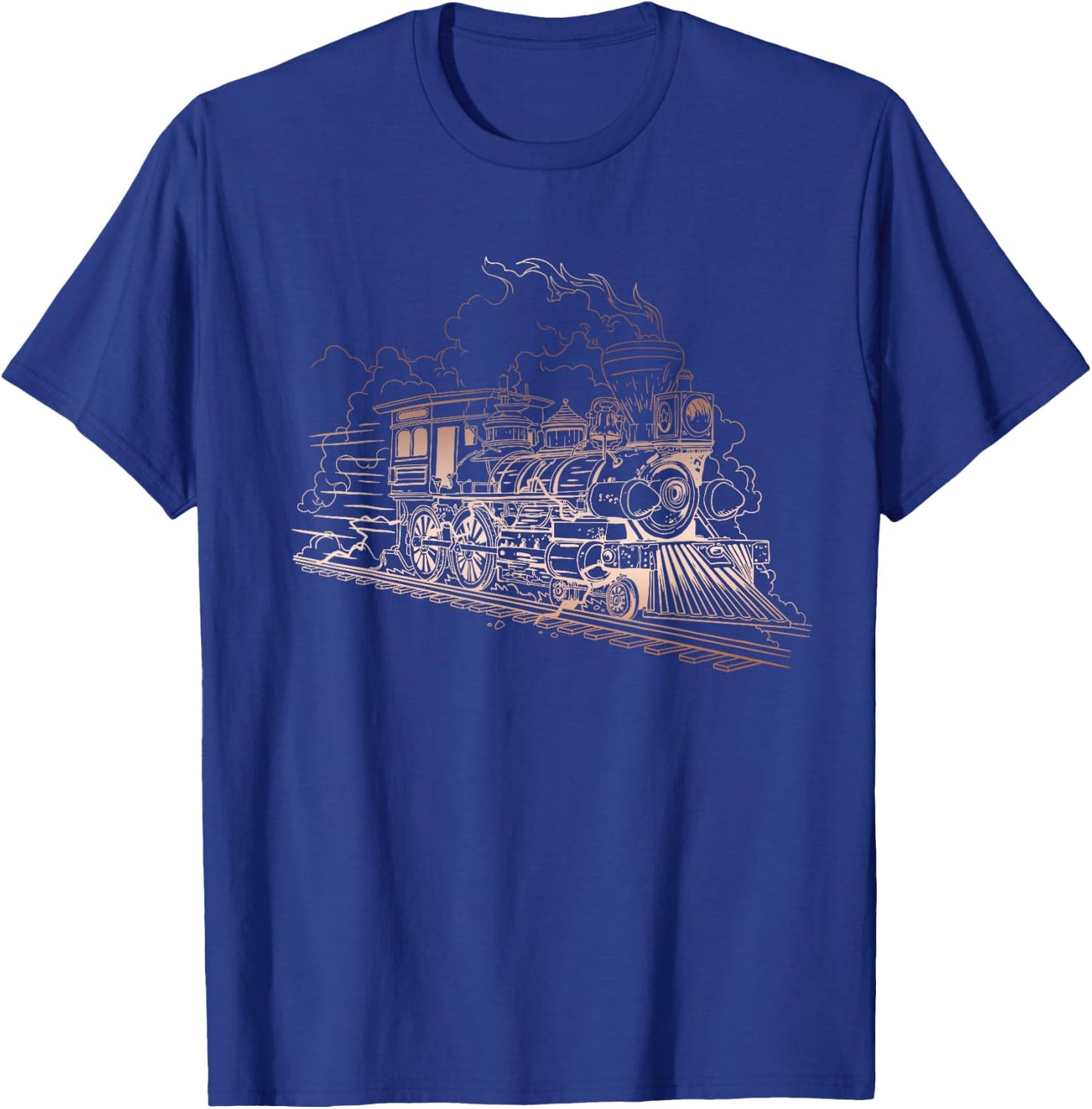 Railroad Steam Train Engineer Engine Conductor Locomotive T-Shirt - T-Shirt | Royal