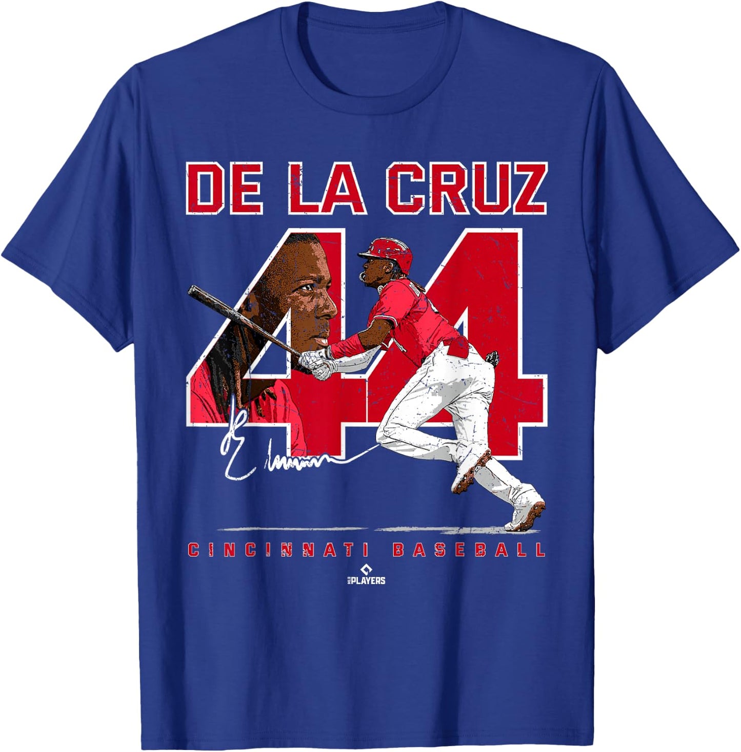 Number & Portrait Elly De La Cruz Cincinnati MLBPA T-Shirt - T-Shirt | Royal