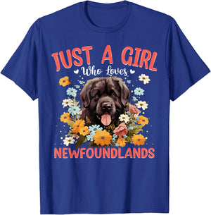 Just A Girl Who Loves Newfoundland Dog Women and Girls T-Shirt - T-Shirt | Royal
