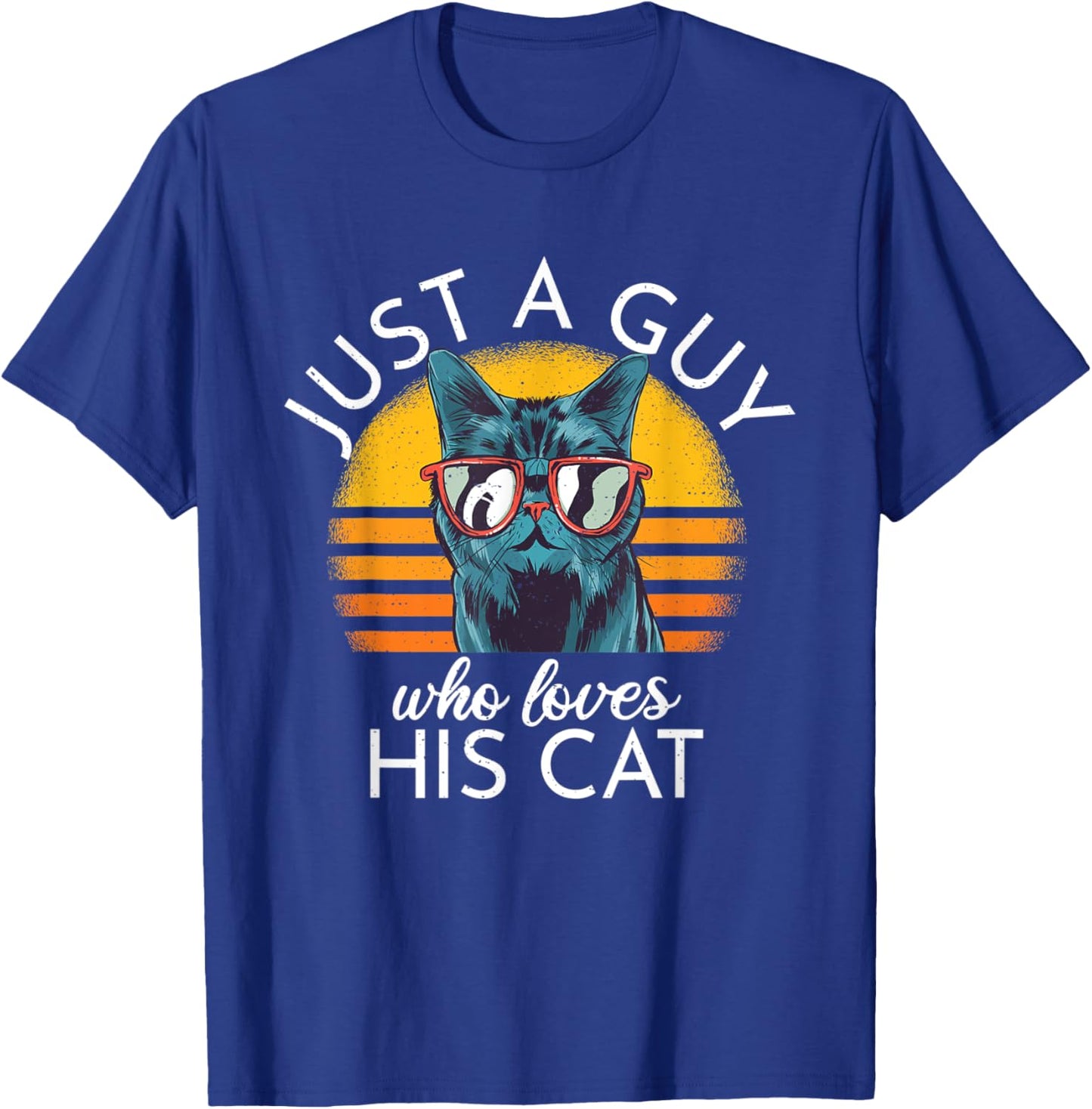 Just a Guy Who Loves His Cat cats Retro Vinatge Women T-Shirt - T-Shirt | Royal