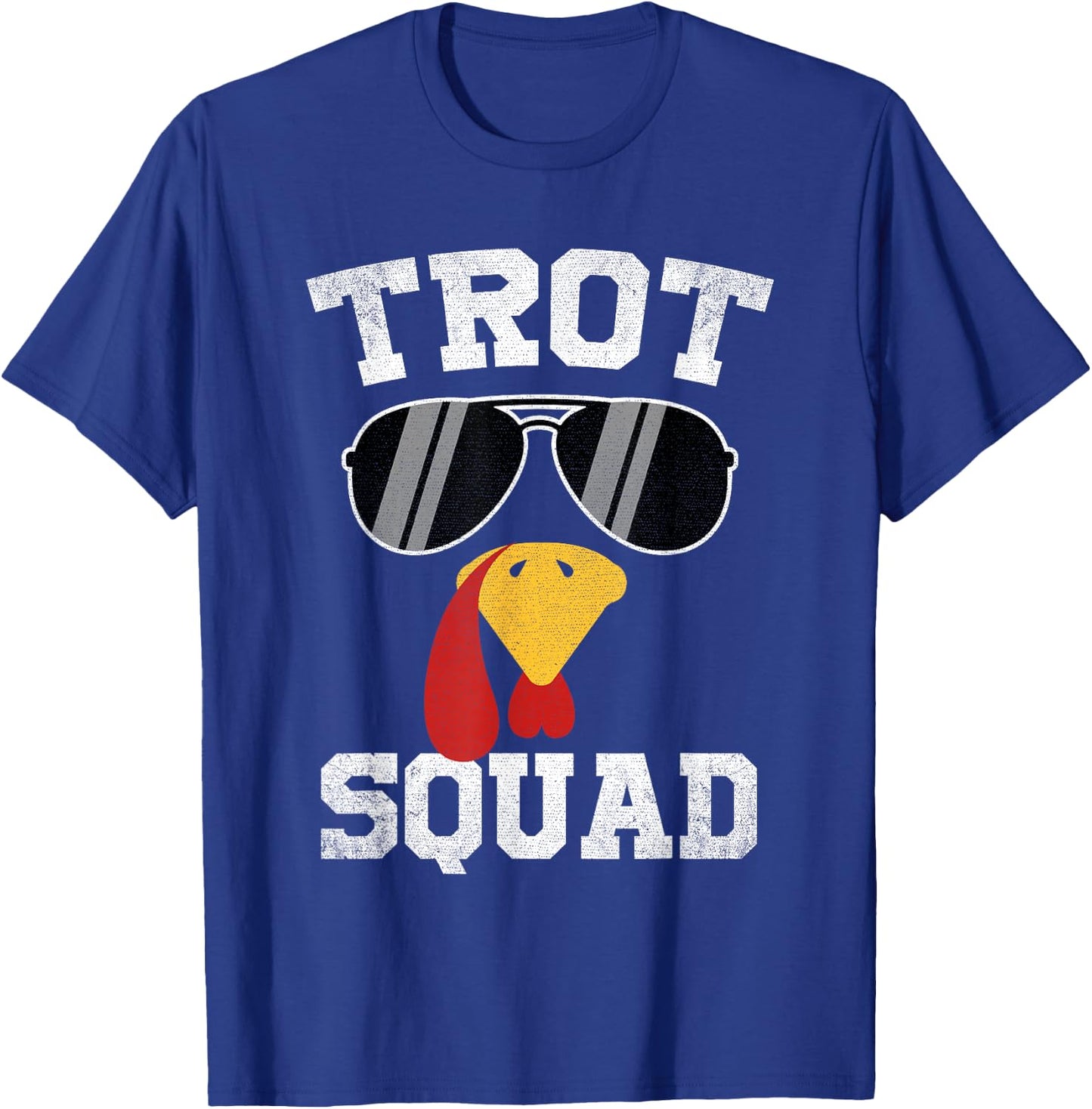 Running Turkey Sunglasses Trot Squad Thanksgiving T-Shirt - T-Shirt | Royal