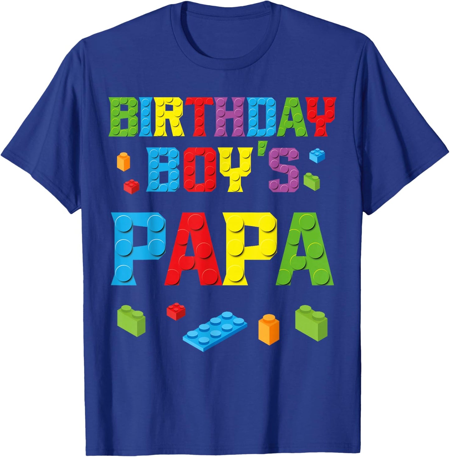 Master Builder Birthday Boy's Papa Building Bricks Blocks T-Shirt - T-Shirt | Royal