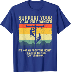 Funny Lineman Design For Electrician Men Electrical Lineman T-Shirt - T-Shirt | Royal