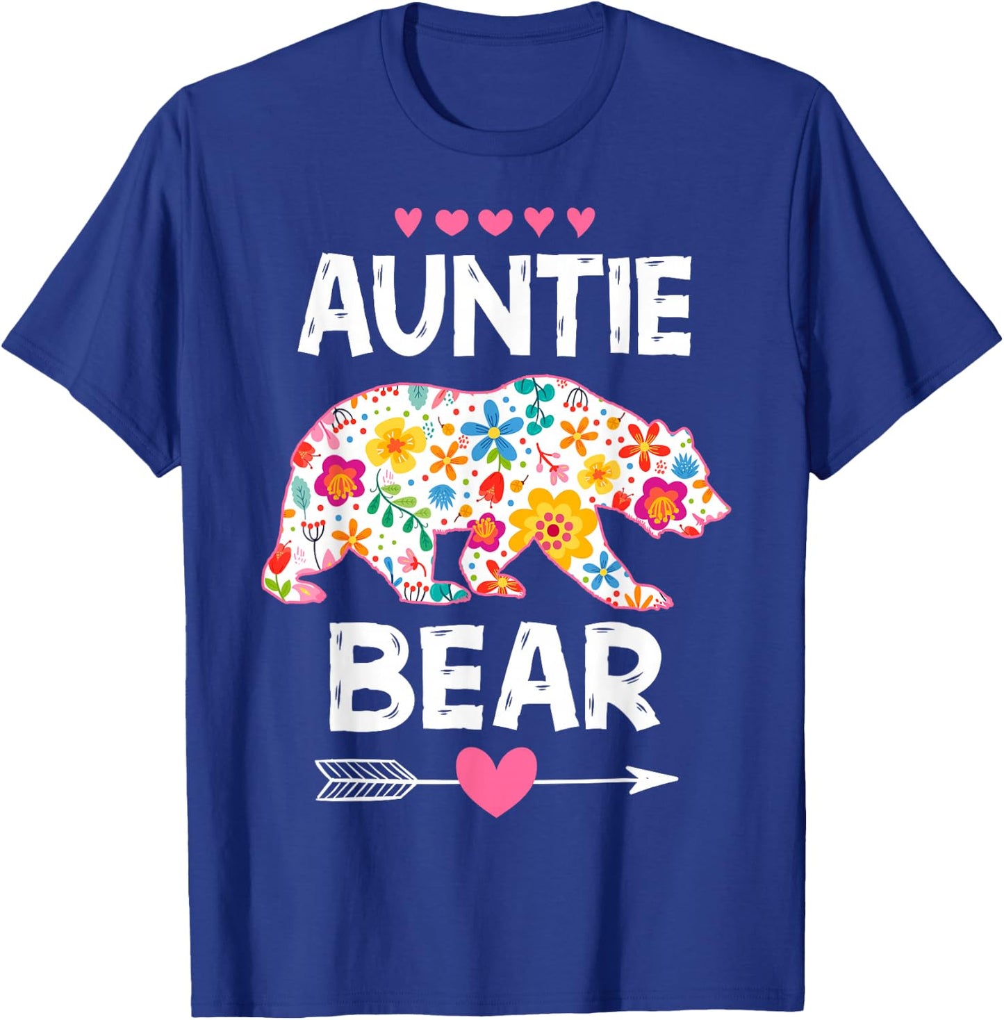 Auntie Bear Cute Floral Mother's Day Family Matching Party T-Shirt - T-Shirt | Royal