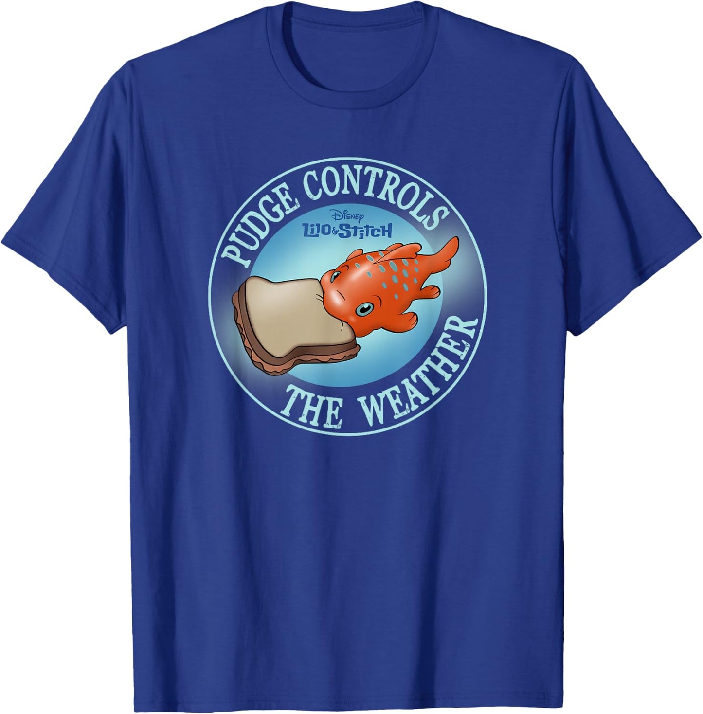 Disney Lilo & Stitch Pudge Controls The Weather Poster T-Shirt - T-Shirt | Royal