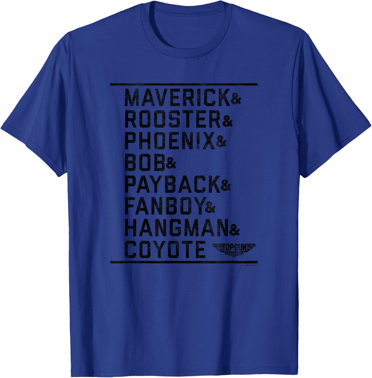Top Gun: Maverick Cast Name Stack & Logo T-Shirt - T-Shirt | Royal