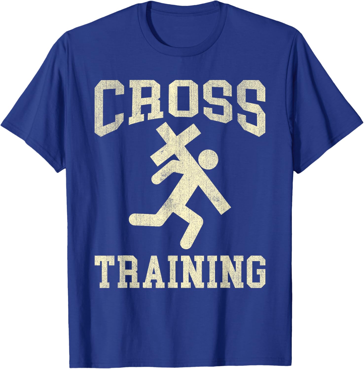 Cross Training Funny Running Christian Cross Vintage T-Shirt - T-Shirt | Royal