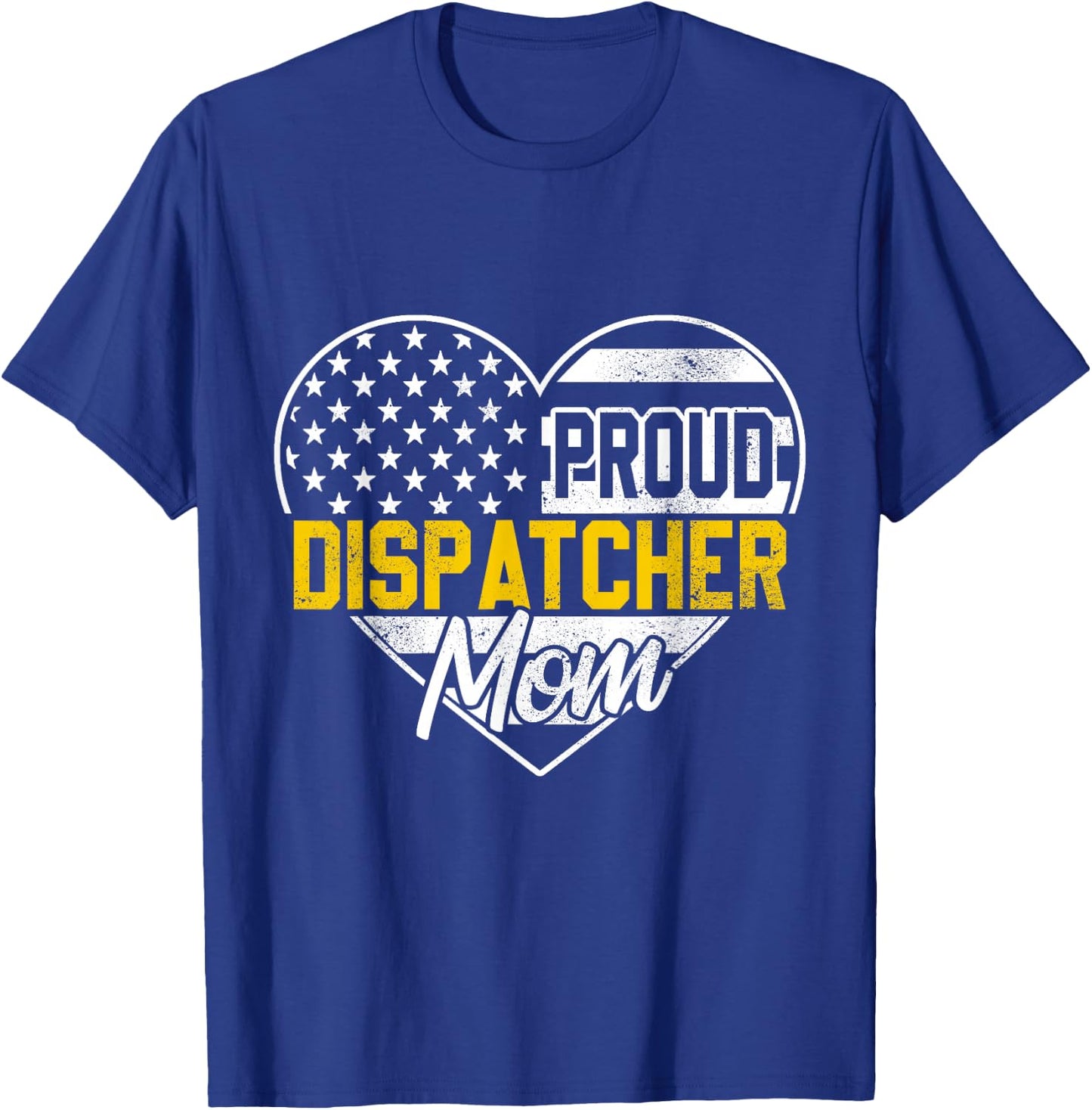 Proud 911 Dispatcher Mom American Flag Rescue Thin Gold Line Men T-Shirt - T-Shirt | Royal