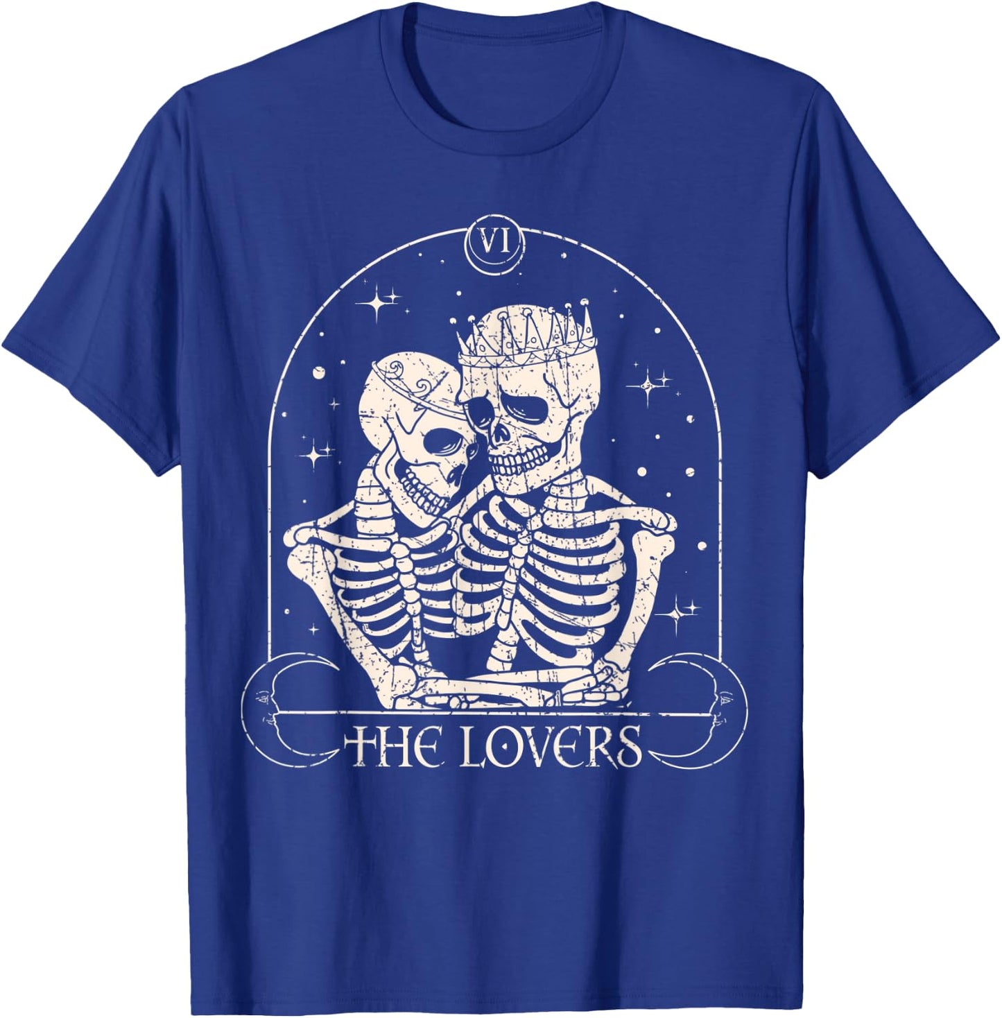 The Lovers Tarot Card Skeleton Valentines Day Halloween T-Shirt - T-Shirt | Royal