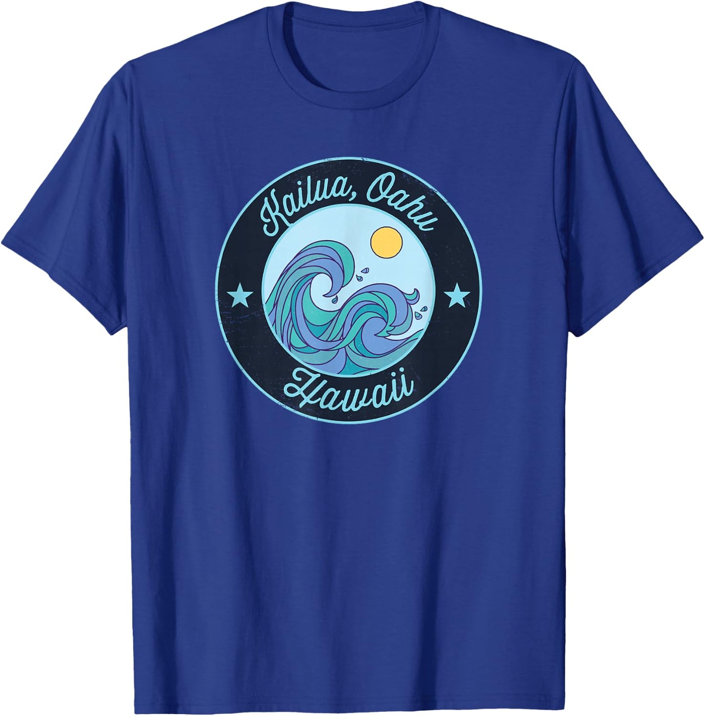 Kailua, Oahu HI Hawaii Souvenir Nautical Surfer Graphic T-Shirt - T-Shirt | Royal