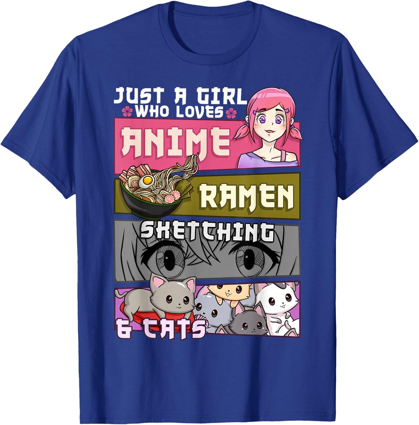 Ramen Cat Anime Sketching Just a Girl Who Loves Small T-Shirt - T-Shirt | Royal